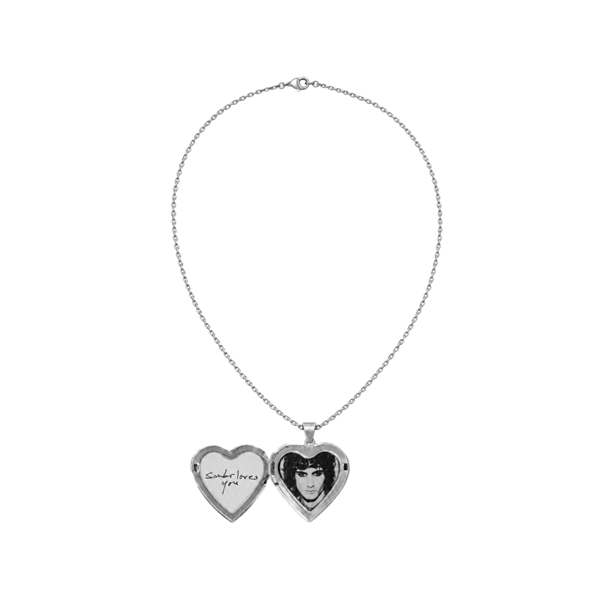 Sombr Loves You Silver Heart Amulet & Necklace